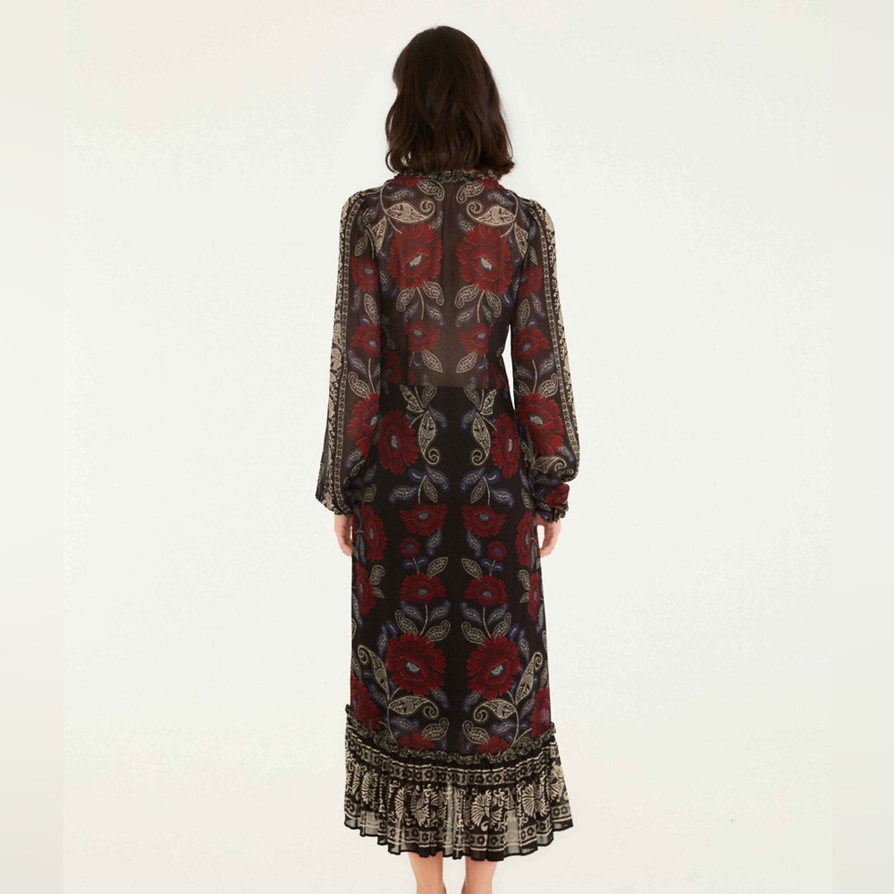 FARM Rio Black and Red Long Sleeve Dress - Picture 2 of 11